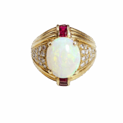 Regal Opal and Ruby Cocktail Ring