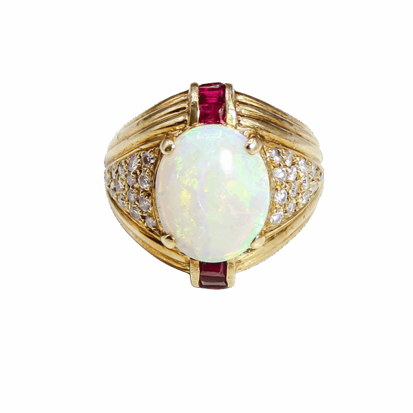 Regal Opal and Ruby Cocktail Ring