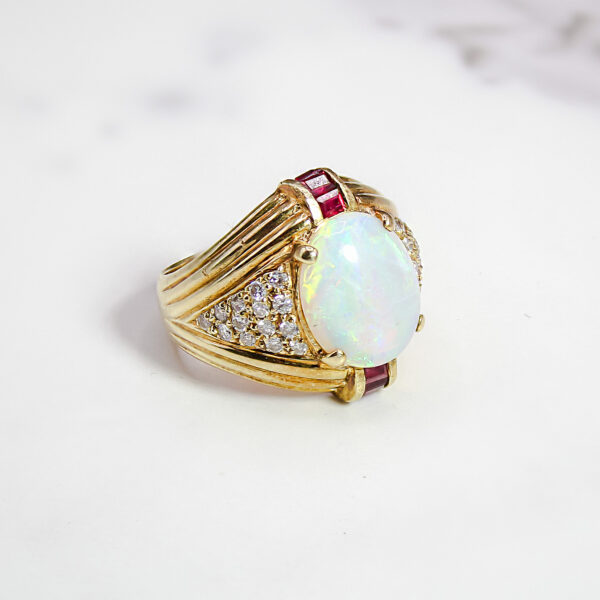 Regal Opal and Ruby Cocktail Ring - Image 2