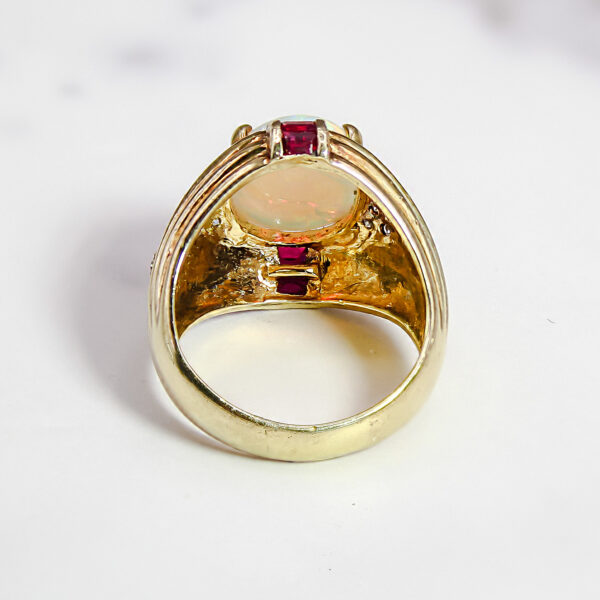 Regal Opal and Ruby Cocktail Ring - Image 3