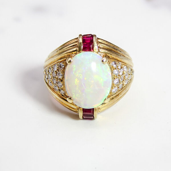 Regal Opal and Ruby Cocktail Ring - Image 5