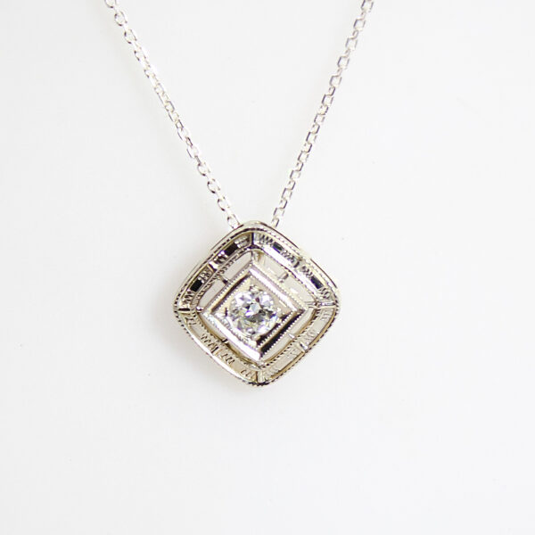 Deco Diamond Square Pendant Necklace - Image 3