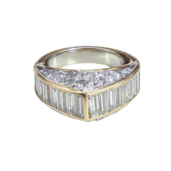 Diamond Baguette & Pavé Cocktail Ring in Two-Tone Gold