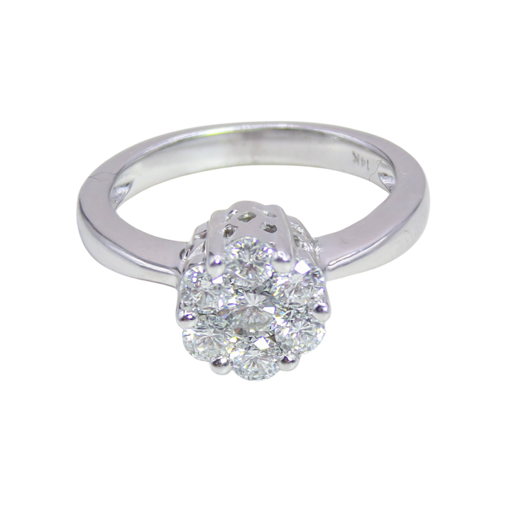 Diamond Cluster Floral Illusion Engagement Ring