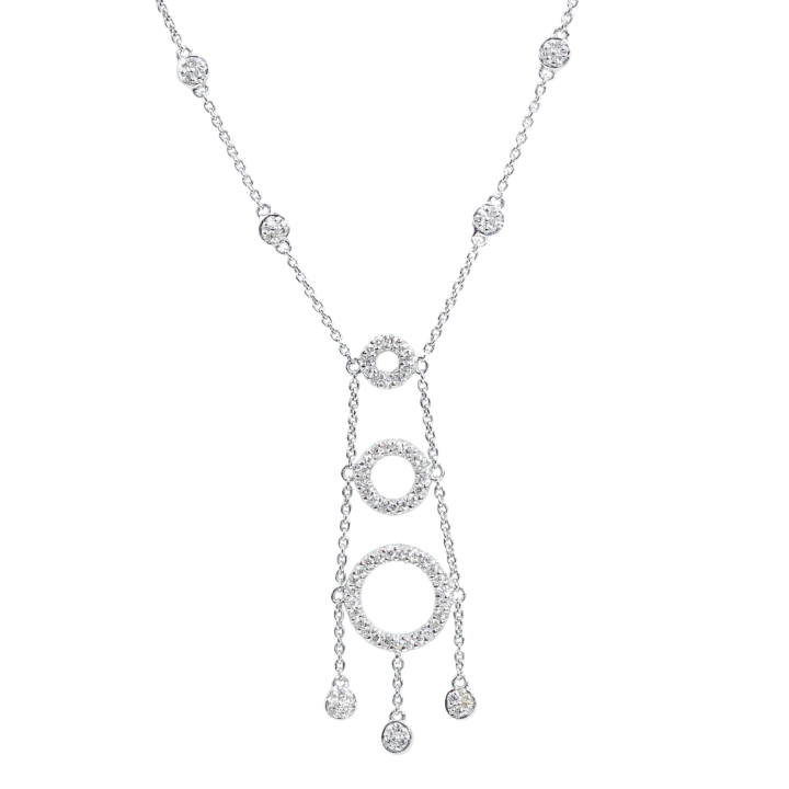 Diamond Triple Circle Drop Necklace