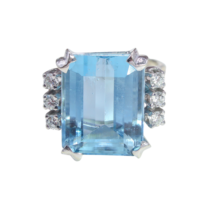 Aquamarine and Diamond Estate Ring