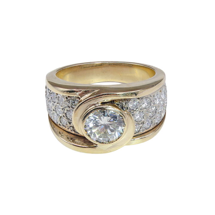 Round Diamond Modern Bypass Wide Band Ring