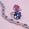 "Pansies" Iolite and Pink Tourmaline Ring - Image 2