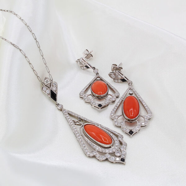 Vintage Coral and Diamond Set - Image 3