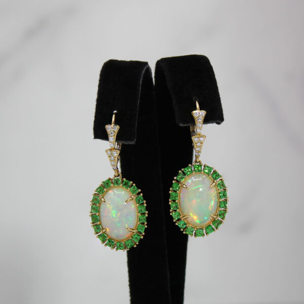 "Meadows" Opal and Tsavorite Earrings - Image 3