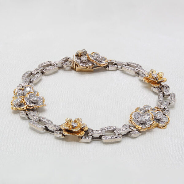 "Floral Bouquet" Vintage Diamond Bracelet - Image 2