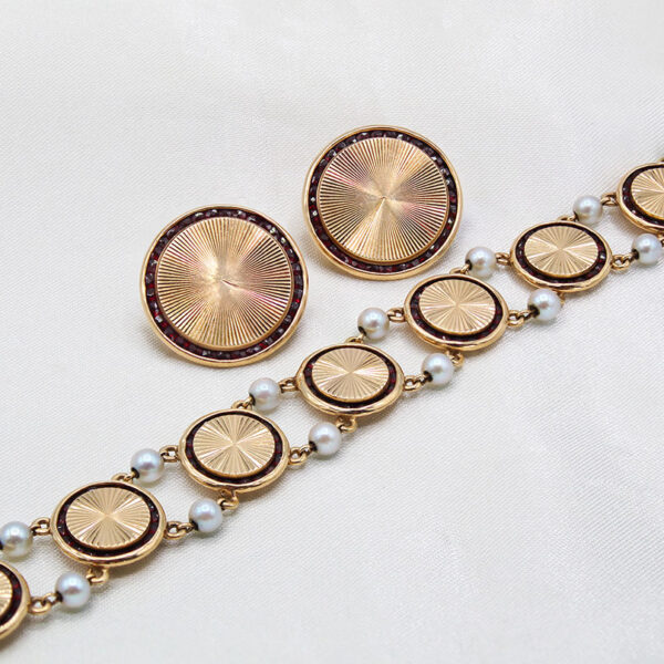 "Two-Piece" Vintage Garnet and Pearl Set - Image 3