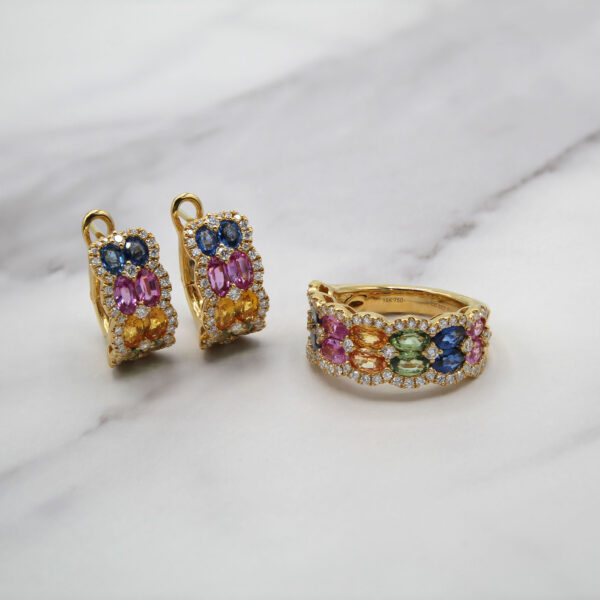 "Double Rainbow" Multicolored Sapphire Earrings - Image 2