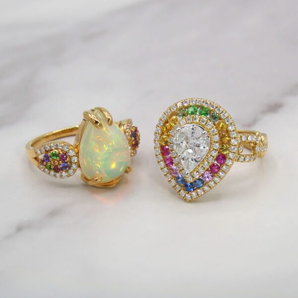"Celestial Embrace" Opal Multicolored Sapphire Ring - Image 2