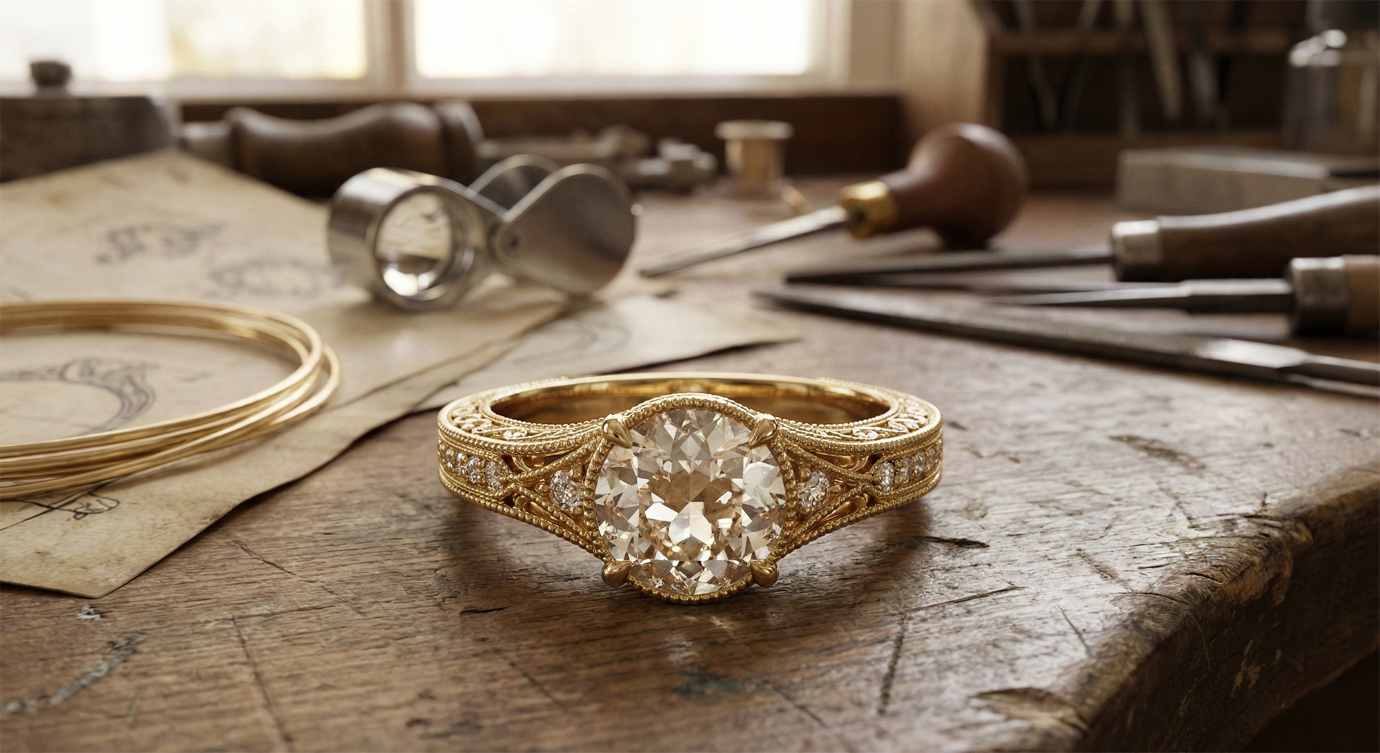 Natural diamond engagement ring