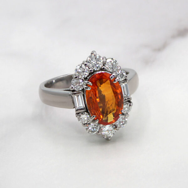"Clementine" Estate Orange Sapphire Ring - Image 2