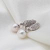 "Diamond Embrace" Estate Pearl Earrings - Image 2