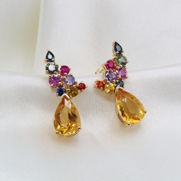 "Orange Drops" Multistone Earrings - Image 2